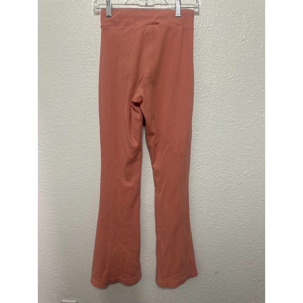 Adidas Ribbed Flare Track Pants Peach Pink Side Slit Logo Detail Size S - Picture 12 of 14